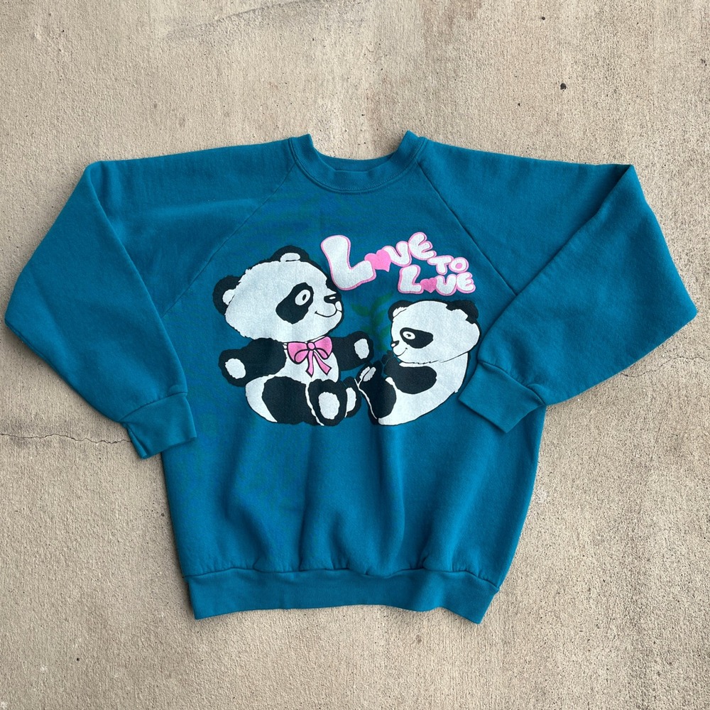 Vintage 1990s Cute Panda Bear Crewneck Sweater Womens Youth Large‎